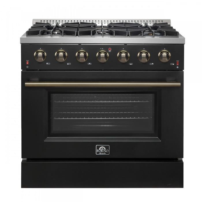 Forno Galiano 36-inch Gas Range in Black, 5.36 cu.ft. - FFSGS6244-36WHT
