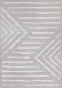 Forte Grey White Modern Striped Area Rug - 5'3