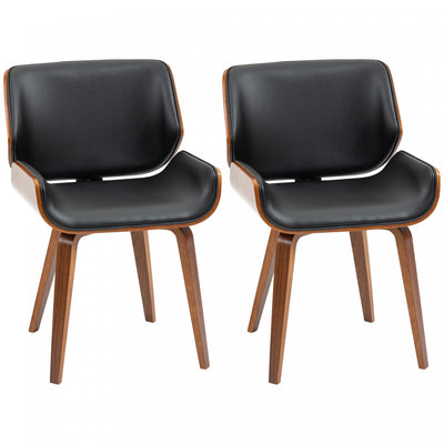 HOMCOM Dining Chairs Set of 2, PU Leather Kitchen Chairs, Black