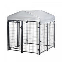 Pawhut 4' X 4' X 4.5' Large Outdoor Dog Kennel Steel Fence With Uv-resistant Oxford Cloth Roof & Sec