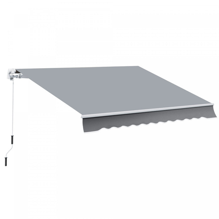 Outsunny Retractable Awning Manual Sun Shade Shelter Grey