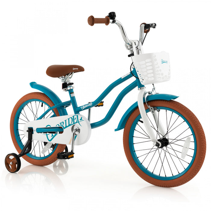 Costway 18\" Kids Bike Toddler Bicycle With Training Wheel Kickstand For 4-8 Years Old Girl