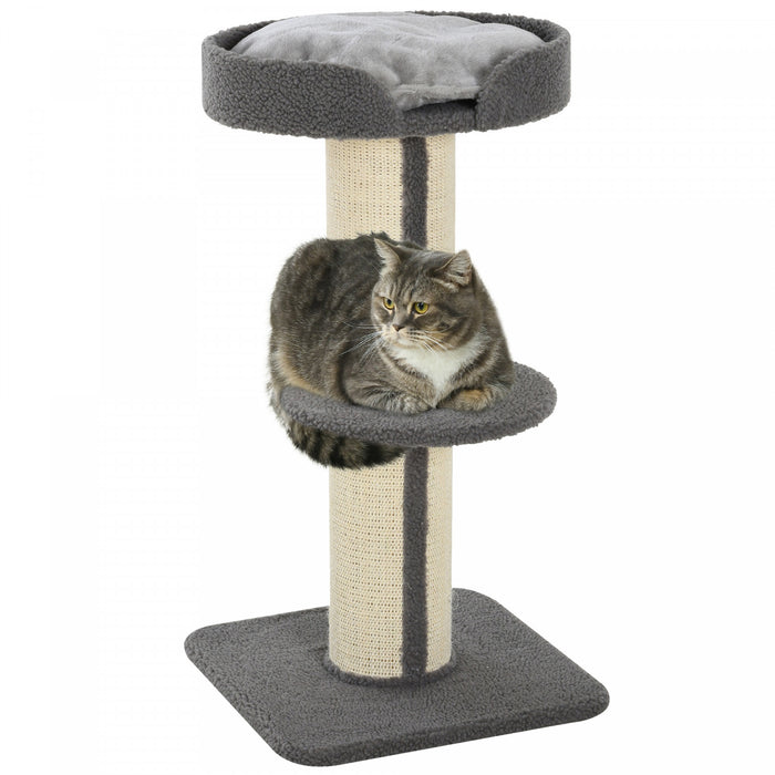Pawhut 36\"h Large Cat Scratching Post For Indoor Cats, Bold Cat Tree Multi-level Kitty Tower With Sisal Mat Scratch Rope, Cat Bed, Removable Cushion, Perch, Grey
