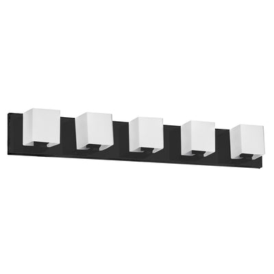 Dainolite Verona 5 Light Vanity Light Matte Black White Glass Shade Lamp|Lumière de coiffeuse Verona de Dainolite avec abat-jour en verre blanc, fini noir mat et 5 ampoules