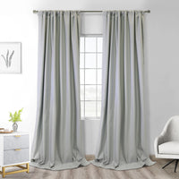 Thermaplus Brooklyn Grey Blackout Dual Header Curtain Panel - 52 x 108
