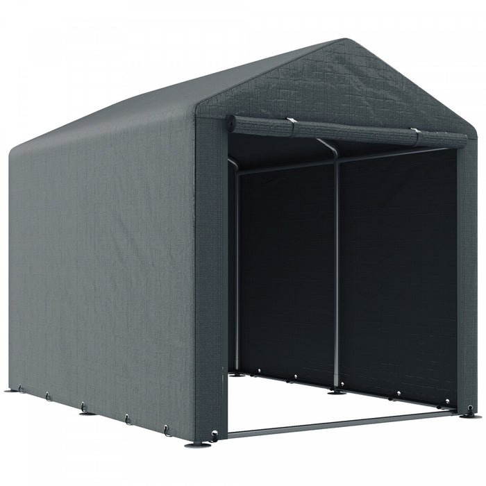 Outsunny Storage Tent, Portable Outdoor Shed With Large Door, Dark Grey