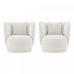 Siri Modern Upholstered Lounge Chair in Cream - Set of 2