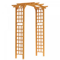Outsunny 7.5ft Wood Garden Arch Trellis, Outdoor Walkway Round Pergola Style Arbor For Decorative Cl