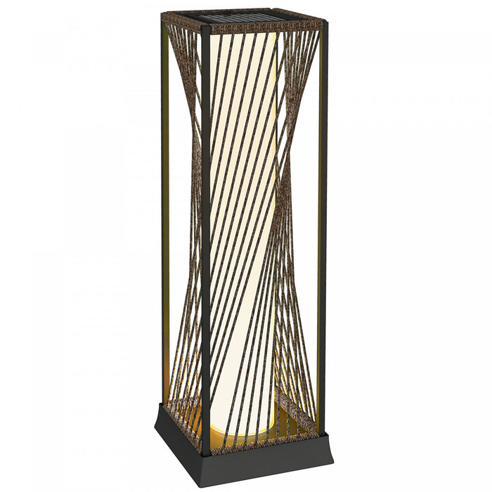 Outsunny Rattan Solar Floor Lamp, Solar Powered Outdoor Lamp with Auto On/Off LED Lights, IP44 Waterproof, Decorative Outdoor Lantern for Patio, Porch, Pathway, Brown