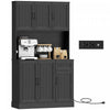 HOMCOM 71\" Pantry Cabinet, Kitchen Cupboard with Charging Station, Black