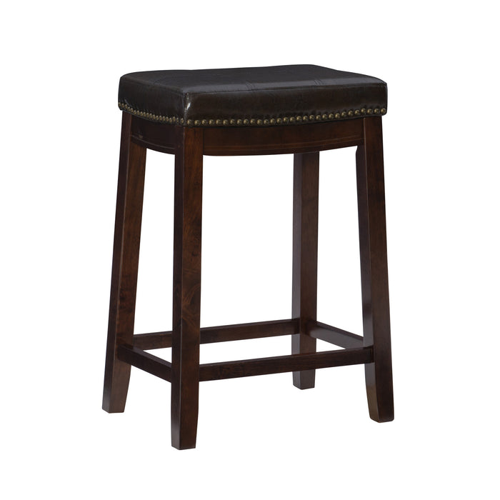 Claridge Faux Leather Backless Counter-Height Stool - Brown