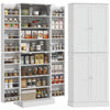 HOMCOM 65\" Kitchen Pantry Cabinet with Adjustable Shelves Spick Racks White