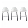 Gracie Modern Metal Upholstered Barstool in White and Black - Set of 3