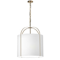 Dainolite Quincy 3 Light Pendant Gold White Shade Lamp