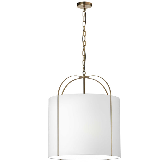 Dainolite Quincy 3 Light Pendant Gold White Shade Lamp