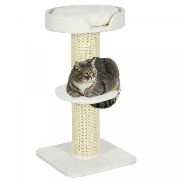 Pawhut 36\" Cat Tree Multi-level Kitty Tower With Sisal Mat Scratching Post, Cat Bed, Cushion, Perch, Cream White