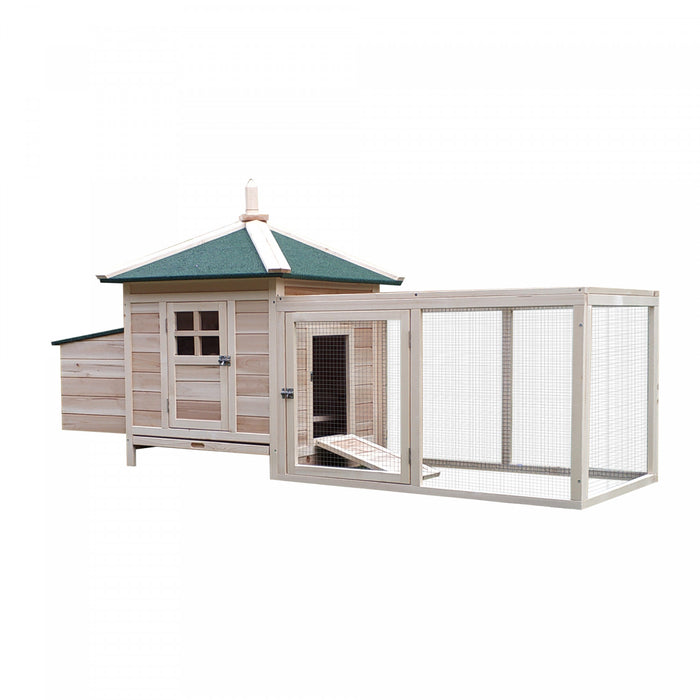 Pawhut 77\" Chicken Coop Hen House Rabbit Hutch Poultry Cage Pen Outdoor Backyard With Nesting Box Run Natural