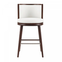 Evalyn Modern Wood Upholstered Barstool in White 