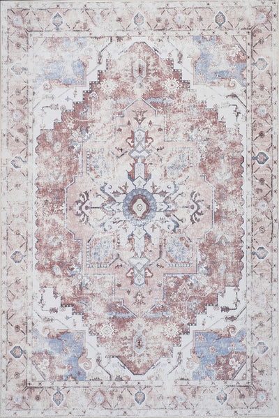 Aqua Rustic Washable Non-slip Low Pile Area Rug 8'x10' | Tapis Rustique Lavable Et Antiderapant A Poils Ras 8'x10'