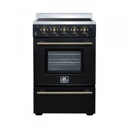 Forno Loiano 24 Inch Freestanding Electric Range in Black, 2.3 cu.ft. with Storage Drawer - FFSEL6099-24BLK | Cuisiniere electrique Loiano de 24 po en noir, 2,3 pi³ avec tiroir de rangement - FFSEL6099-24BLK