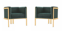 Paramount Modern Velvet Lounge Chair in Forest Green - Set of 2