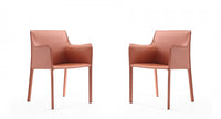 Paris Modern Vegan Leather Side Chair in Clay - Set of 2