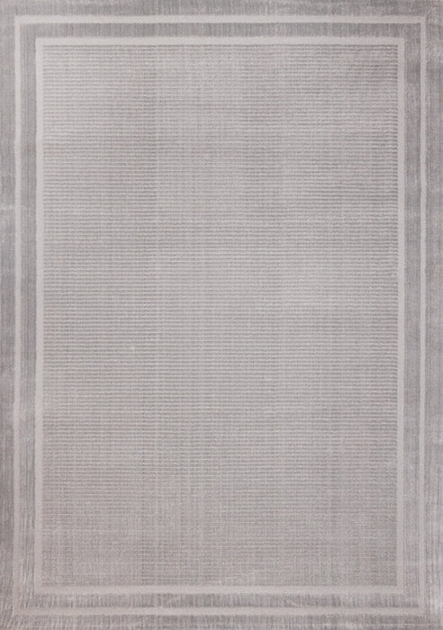 Ellie High-Low Textured Soft Polyester Grey Border Area Rug - 7'10\" x 10'6\"
