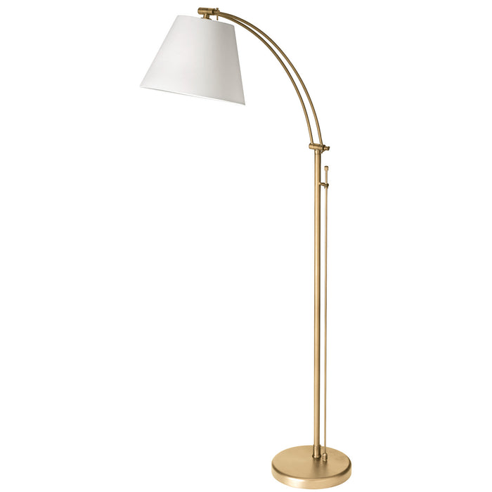 Dainolite Felix 1 Light Adjustable Floor Lamp Aged Brass White Shade