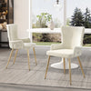 Luna Velvet Dining Chairs with Tufted Upholstered and Gold Metal Legs Set of 2, Beige