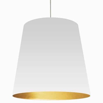 Dainolite Oversized Drum 1 Light Pendant XLarge White/Gold Shade Lamp|Très grand luminaire suspendu de Dainolite avec très grand abat-jour cylindrique blanc et doré, et 1 ampoule