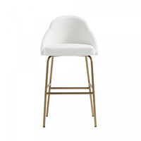 Gracie Modern Metal Upholstered Barstool in White and Gold Bar Stool