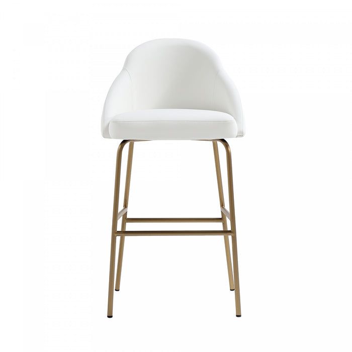 Gracie Modern Metal Upholstered Barstool in White and Gold Bar Stool