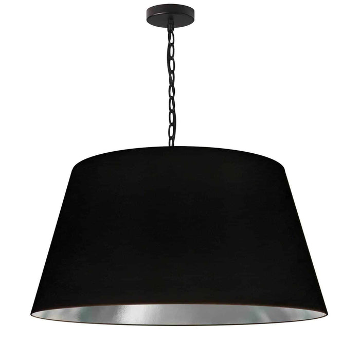 Dainolite Brynn 1 Light Pendant Large Black Finish Black/Silver Shade Lamp