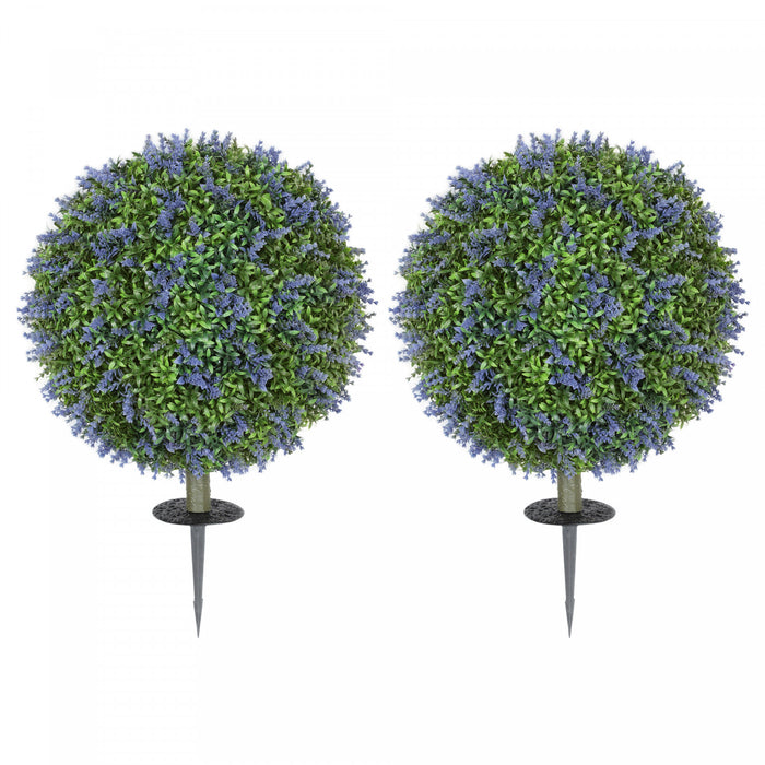 HOMCOM Artificial Plants Faux Lavender Set of 2, UV Protected Fake Plants
