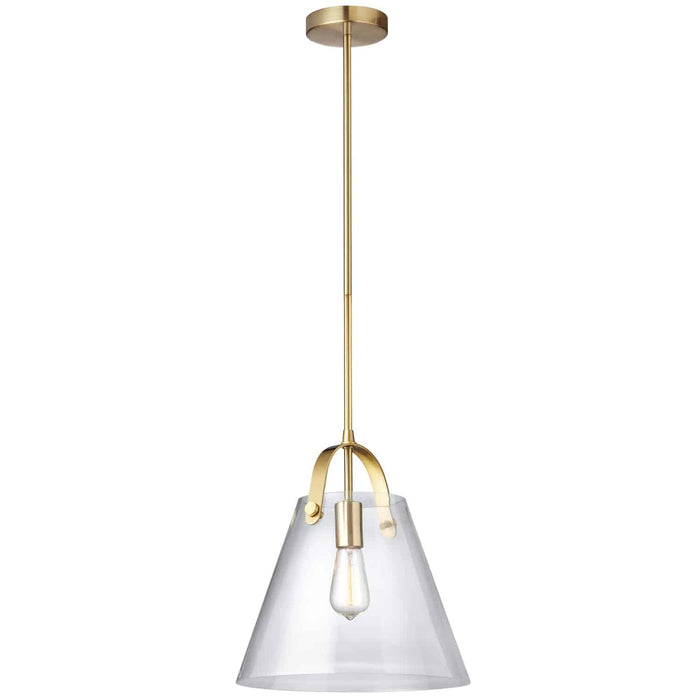 Dainolite Polly 1 Light Pendant Medium Aged Brass Finish Clear Glass Lamp