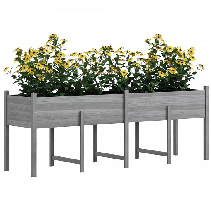 Outsunny Extra Large Wooden Planter Box with Legs & Drain Holes, Grey