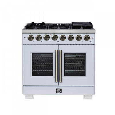 Forno Capriasca 36" French Door Dual Fuel Range, White, 5.36 cu. ft. - FFSGS6387-36WHT | Cuisiniere a double combustible Capriasca de 36 po, blanche, 5.36 pi³ – FFSGS6387-36BLK