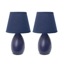 Simple Designs Mini Egg Oval Ceramic 2-Piece Table Lamp Set - Blue