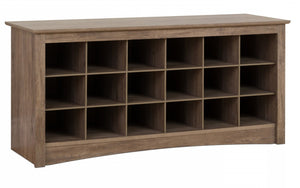 Eighteen Pair Shoe Storage Cubby Bench - Drifted Grey