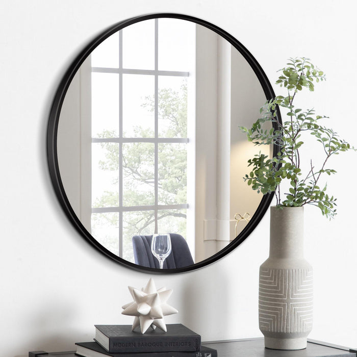 Arcus 30\" X 30\" Hand Crafted Round Mirror - Black