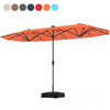 Costway 13 FT Double-sided Patio Umbrella with Solar Lights Crank Handle Umbrella Base Orange