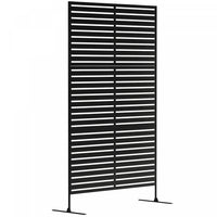 Outsunny Metal Outdoor Privacy Screen Decorative Outdoor Divider with Stand