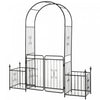 Outsunny 7.2ft Metal Garden Arbor Arch With Double Doors, 2 Side Planter Baskets, Climbing Vine Frame, Black