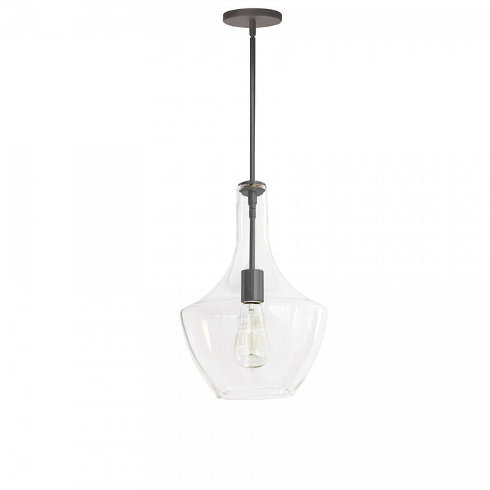 Dainolite Petalite 1 Light Pendant Small Matte Black Clear Glass Lamp