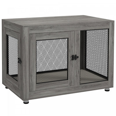 Pawhut Double-door Dog Crate Furniture For Medium Small Dogs, Pet Crate End Table With Water-resista|Pawhut Pet Crate Table De Bout Avec Coussin Resistant A L'eau, Meubles De Caisse A Chiens A Double P
