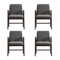 Stella Modern Velvet Wood Armchair in Graphite - Set of 4