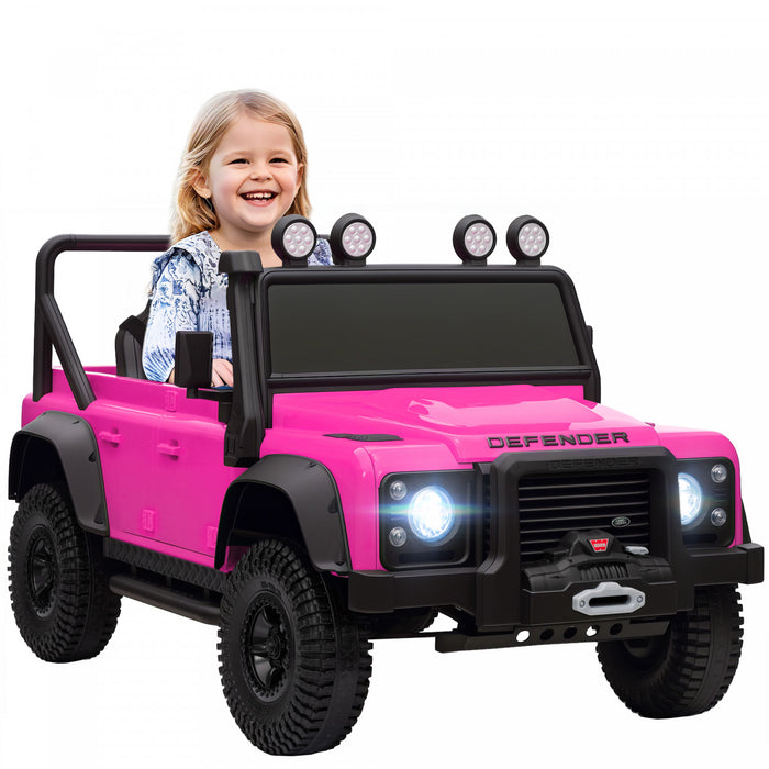 Qaba Land Rover Licensed Electric Car For Kids, 12v 7ah Battery Powered Ride On Truck With Remote Control, Spring Suspension, 3 Speeds Electric Vehicle For Age 3-5, Pink