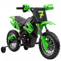 Qaba 12V Kids Electric Motorcycle, Battery Powered Ride on Motorcycle with Training Wheels, Electric Dirt Bike with Rear Suspension, Horn for Boys Girls 3-6 Years, Green