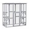 Pawhut Large Outdoor Catio Enclosure, Weatherproof Cat House With Asphalt Roof, Wooden Cat Patio Cage With 6 Balanced Platforms, 71\" X 39\" X 71\", Grey