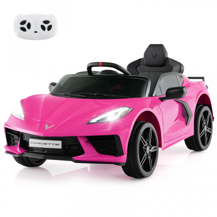 Costway 12v Electric Kids Ride On Car With Remote Control Wireless Connection Lights Pink
